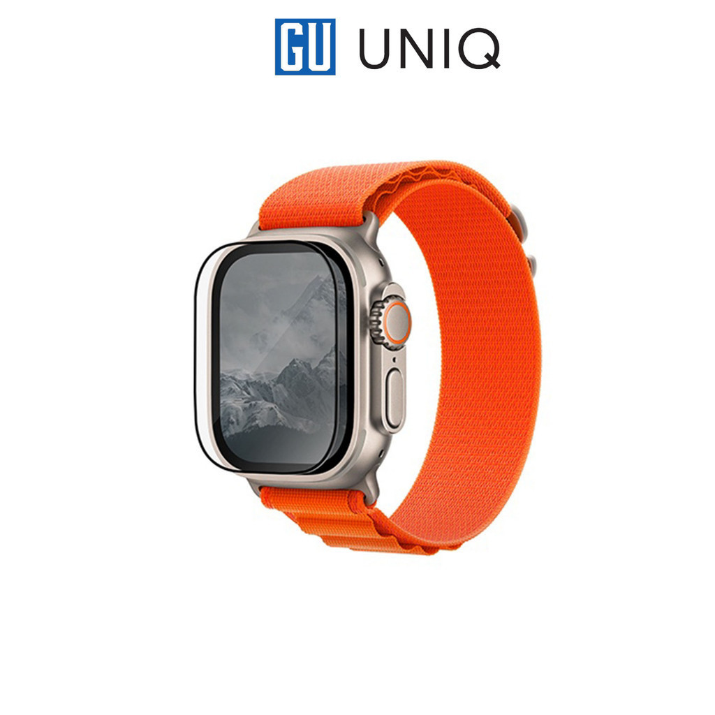 Kính Cường Lực UNIQ OPTIX Vivid Clear For Apple Watch Ultra Độ Cứng 9H Có Khung Hỗ Trợ Dán Dễ Dàng Hàng Chính Hãng