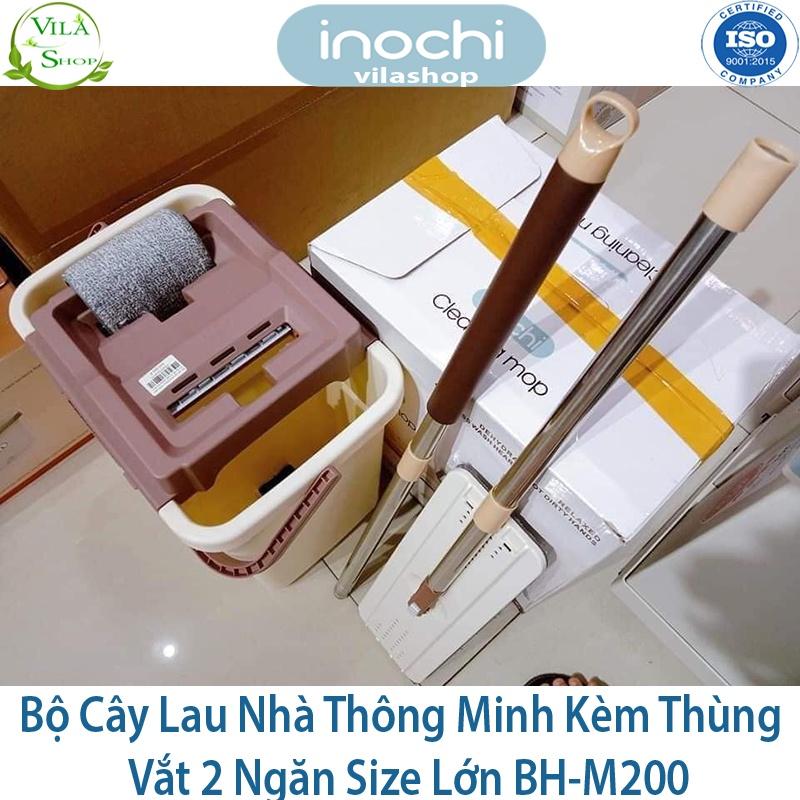 Bộ Cây Lau Nhà Thông Minh Kèm Thùng Vắt 2 Ngăn Sizes Lớn BH-M200 Inochi