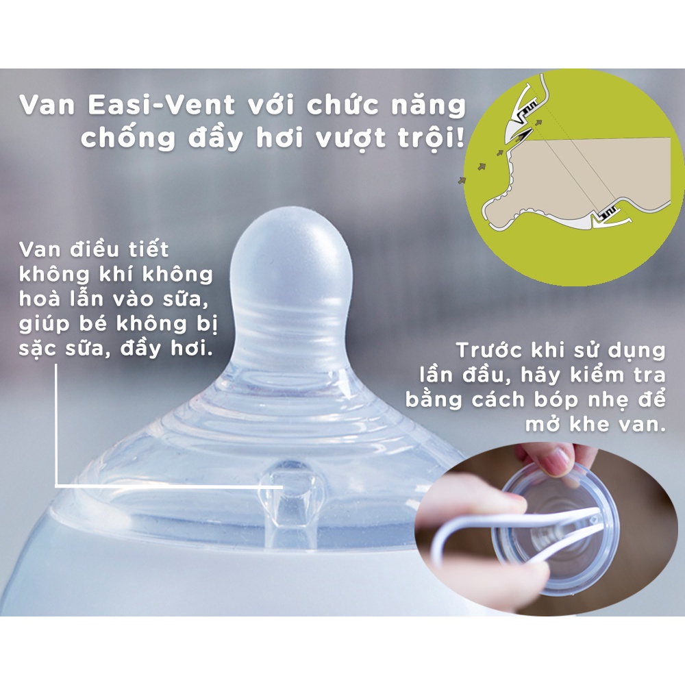 Bình Sữa PP Ty Siêu Mềm Tự Nhiên Tommee Tippee Natural Start 150ml, Núm Ty Của Bình 0-3 Tháng - Hoạ Tiết