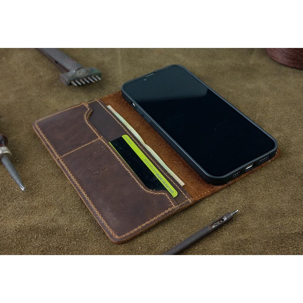 Bao da cho Iphone 14 pro max Handmade Da Bò Thật