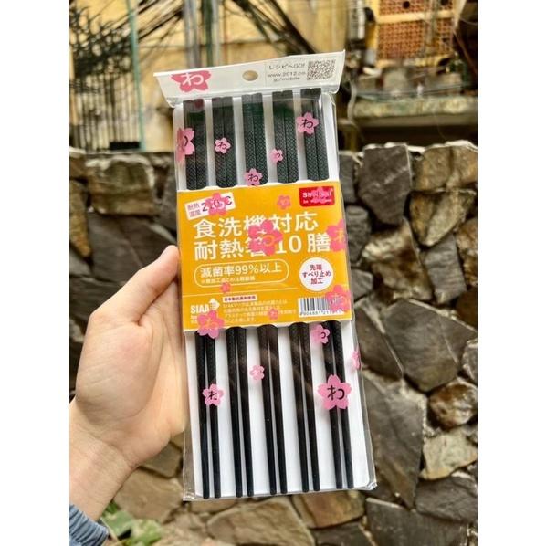 Set bộ 10 đôi đũa nhựa kháng khuẩn cao cấp Shikisai Nội Địa Nhật Bản 24,3cm chống mốc