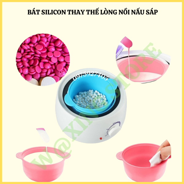 Combo Wax Lông Tại Nhà Bát Silion Nấu Sáp,100G Sáp Siêu Bám Lông,Mỡ Trăn Triệt Lông