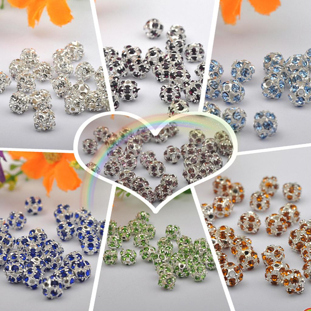 10pcs Round Metal Crystal Beads for Beading Jewelry Making DIY Bracelet 8mm
