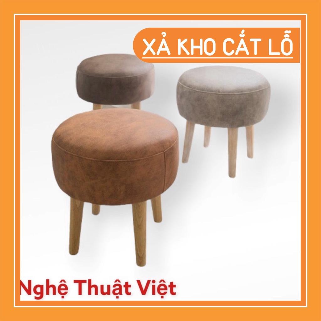 SIÊU ĐẸP Ghế đôn tròn sofa bọc da chân gỗ Nghệ Thuật Việt Nội thất thông minh decor phòng khách Siêu rẻ