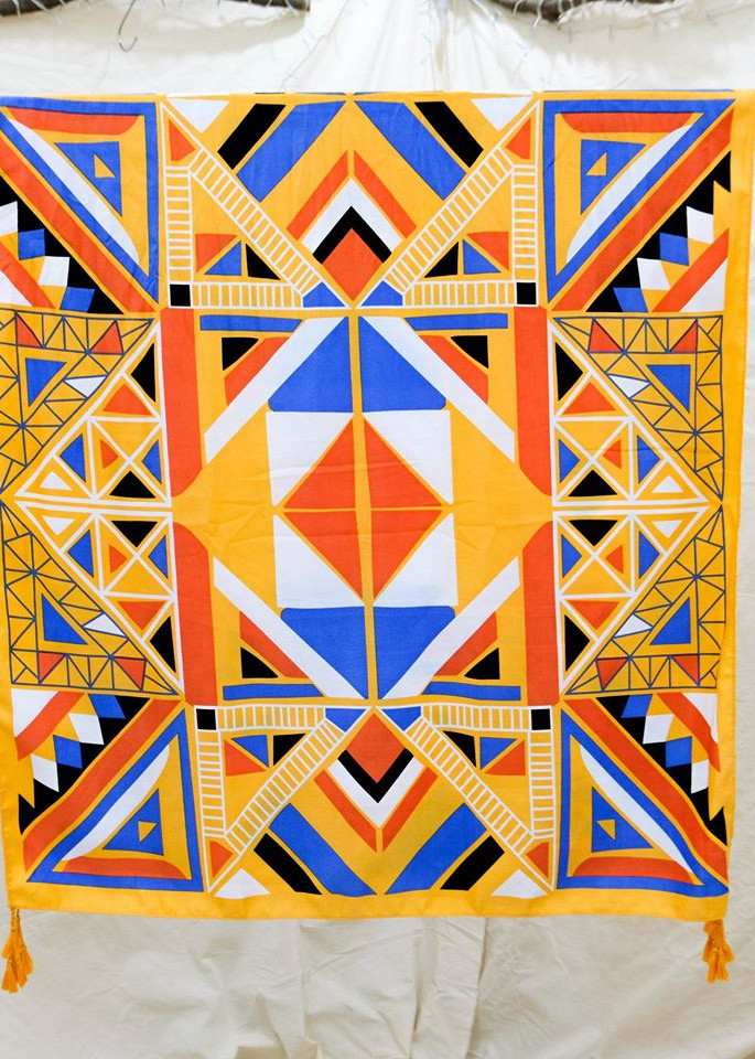 Khăn choàng boho hoa hồng vàng