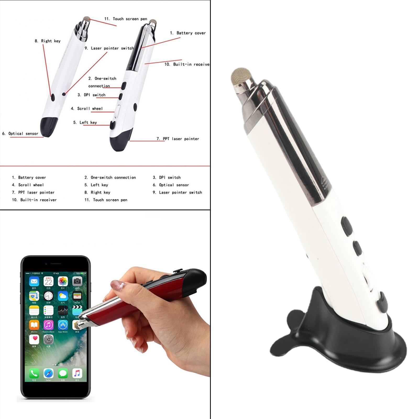 2pcs 2.4G Wireless Optical USB Touch-Pen Mouse 1600DPI Pocket Mouse Pen