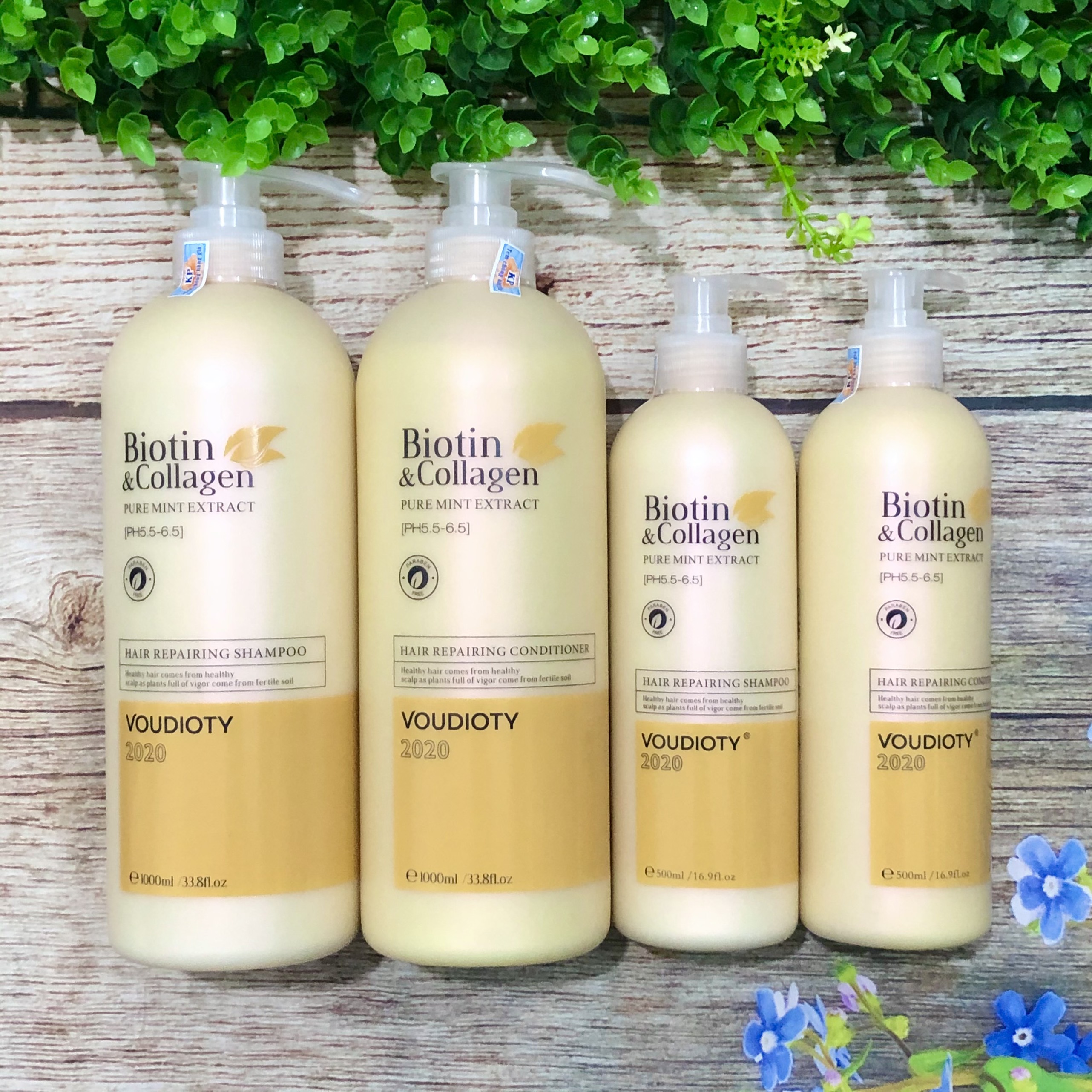 BỘ DẦU GỘI XẢ VOUDIOTY HAIR REPAIR BIOTIN & COLLAGEN VÀNG NGĂN GÃY RỤNG CHO TÓC HƯ TỔN DO HÓA CHẤT 500ML*2