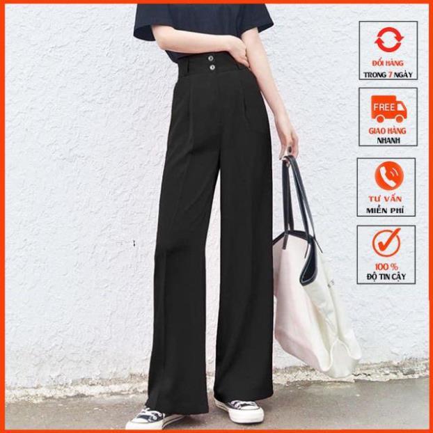 Quần Culottes Ống rộng cạp cao hai cúc