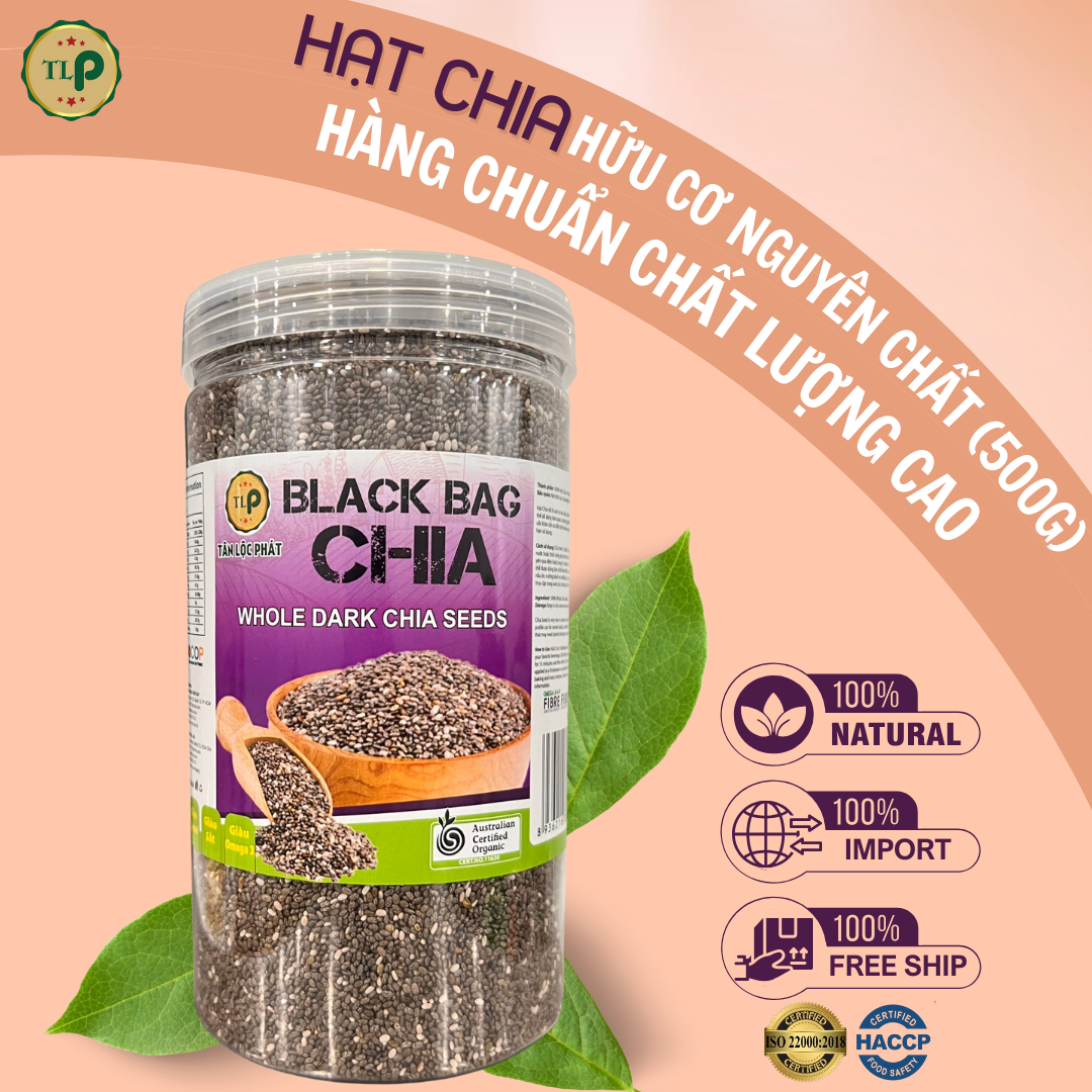 Hạt Chia Úc TLP.100% Organic Ăn Kiêng Giảm Cân Hạt Chuẩn Sạch Đều Đẹp (Hũ 500g)