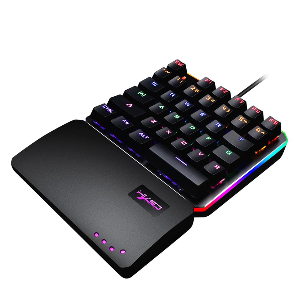 HXSJ V200 Keyboard 8 Backlit Mode Green Axis 35Keys Mechanical Keyboard Mini USB Wired Keypad Replacement for PUBG LOL