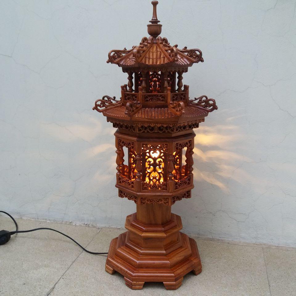 Đèn thờ kiểu tháp chùa .gỗ hương cao 81cmx35cmx35cm