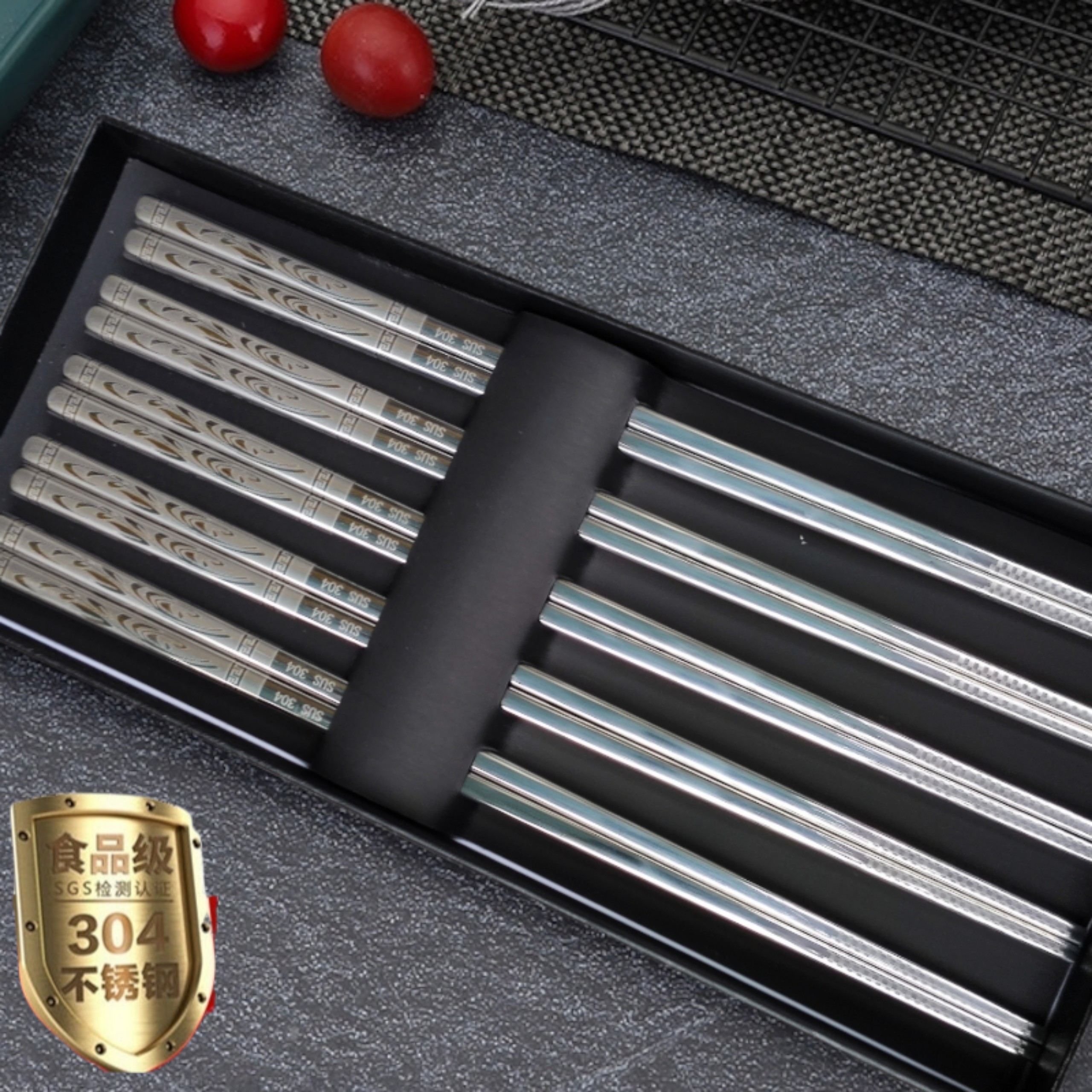 BỘ 5 ĐÔI ĐŨA INOX SUS 304 - HOA VĂN CAO CẤP - SANG TRỌNG - NGUYÊN KHỐI