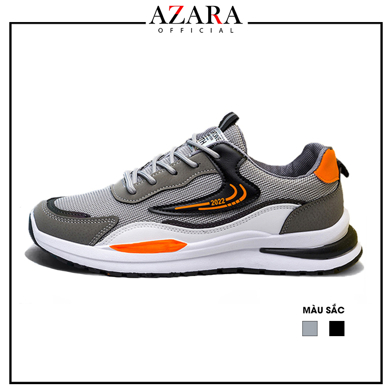 Giày Thể Thao Nam AZARA- Sneaker Màu Đen - Xám, Giày Thể Thao Phù Hợp Mọi Lứa Tuổi, Đế Êm, Form Dáng Hàn Quốc - G5296
