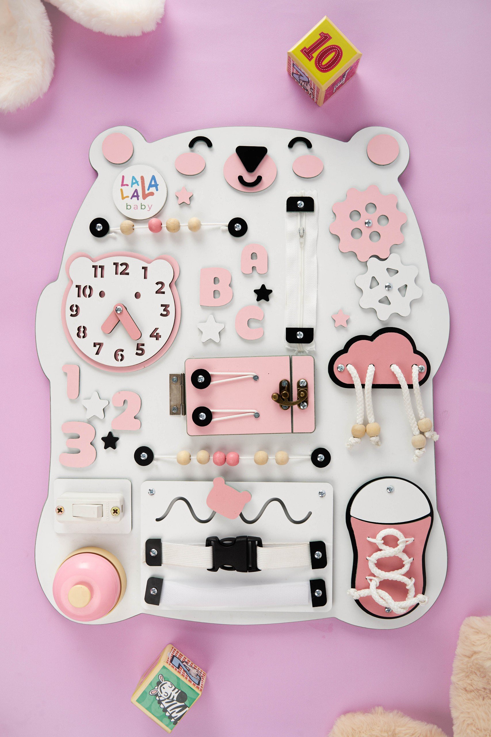 Busy board phiên bản mới, bảng bận rộn Lalala Baby, rèn luyện vận động tinh hình gấu dễ thương 2 màu cho bé