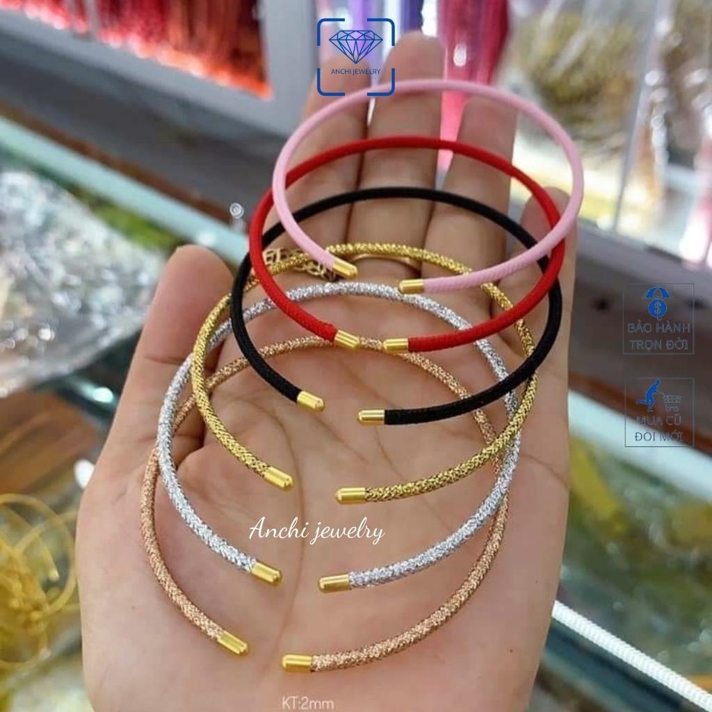 Vòng tay dây cước đeo charm dây nhỏ 2mm màu đỏ và đen phong thủy may mắn, Anchi jewelry