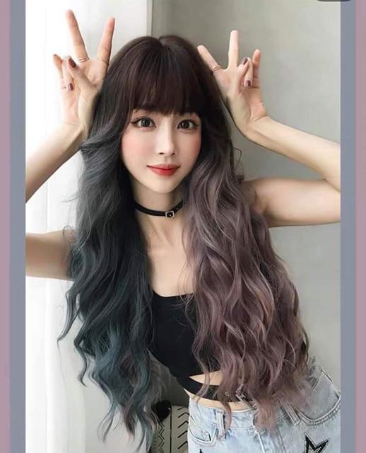 Tóc giả nguyên đầu xù omber️ - Tặng lưới chùm tóc