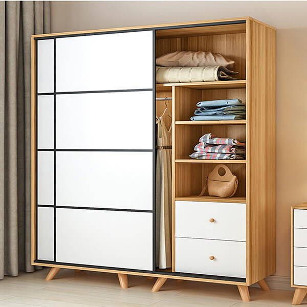Tủ đựng quần áo cánh lùa bằng gỗ đa năng