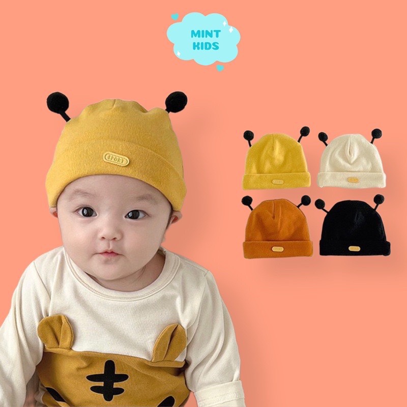 Mũ cotton cho bé sơ sinh hình con ong , mũ che thóp cho bé từ 0-6 tháng tuổi