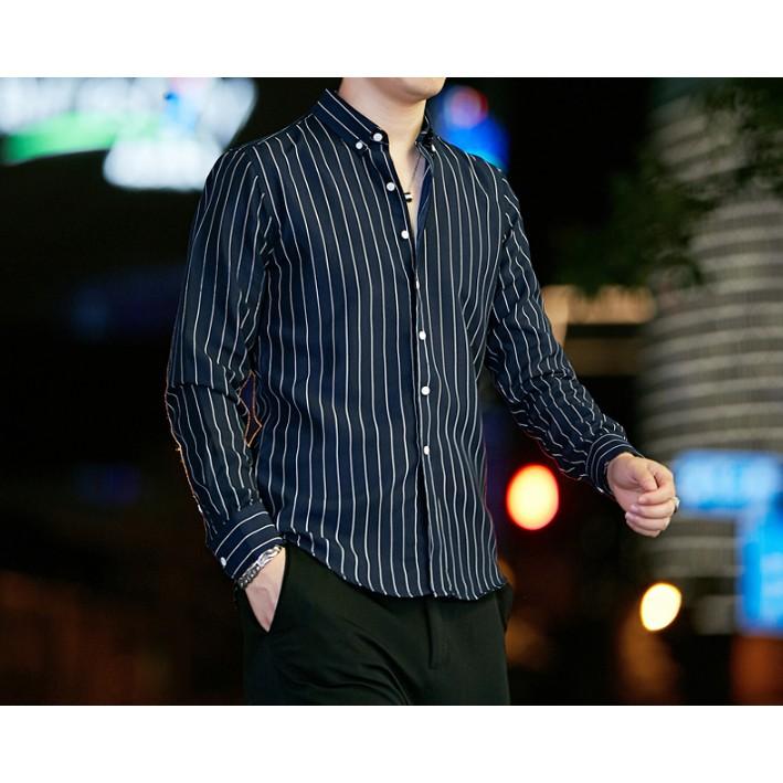 Áo Sơ Mi Kẻ Nam Vải Lụa không nhăn không sù -