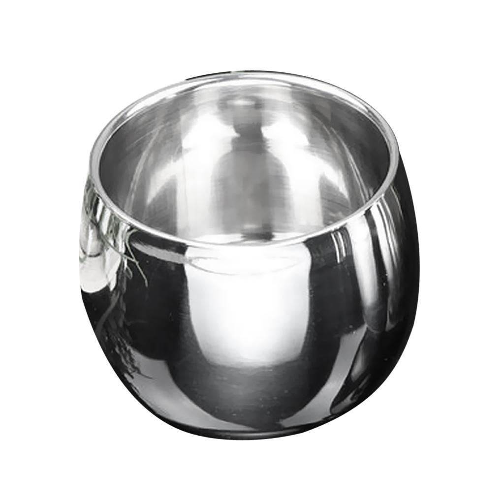 120ml+200ml Stainless Steel Double Wall Coffee Cup Beer Mug Curved Silver