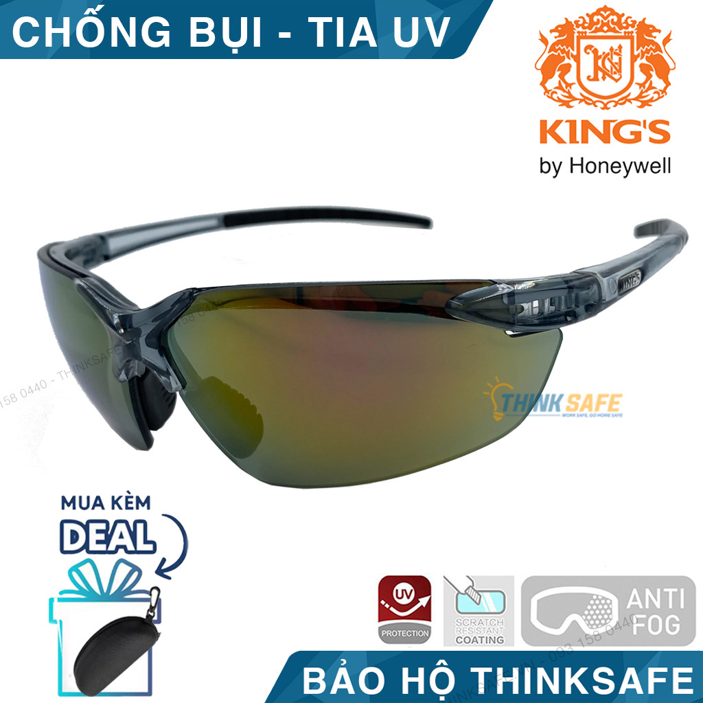 Kính bảo hộ King's KY717 - kính chống bụi, tia UV, chống nắng, trầy xước, mắt kính râm mát, bảo vệ mắt khi lao động, du lịch, đi xe máy (Màu đỏ khói)