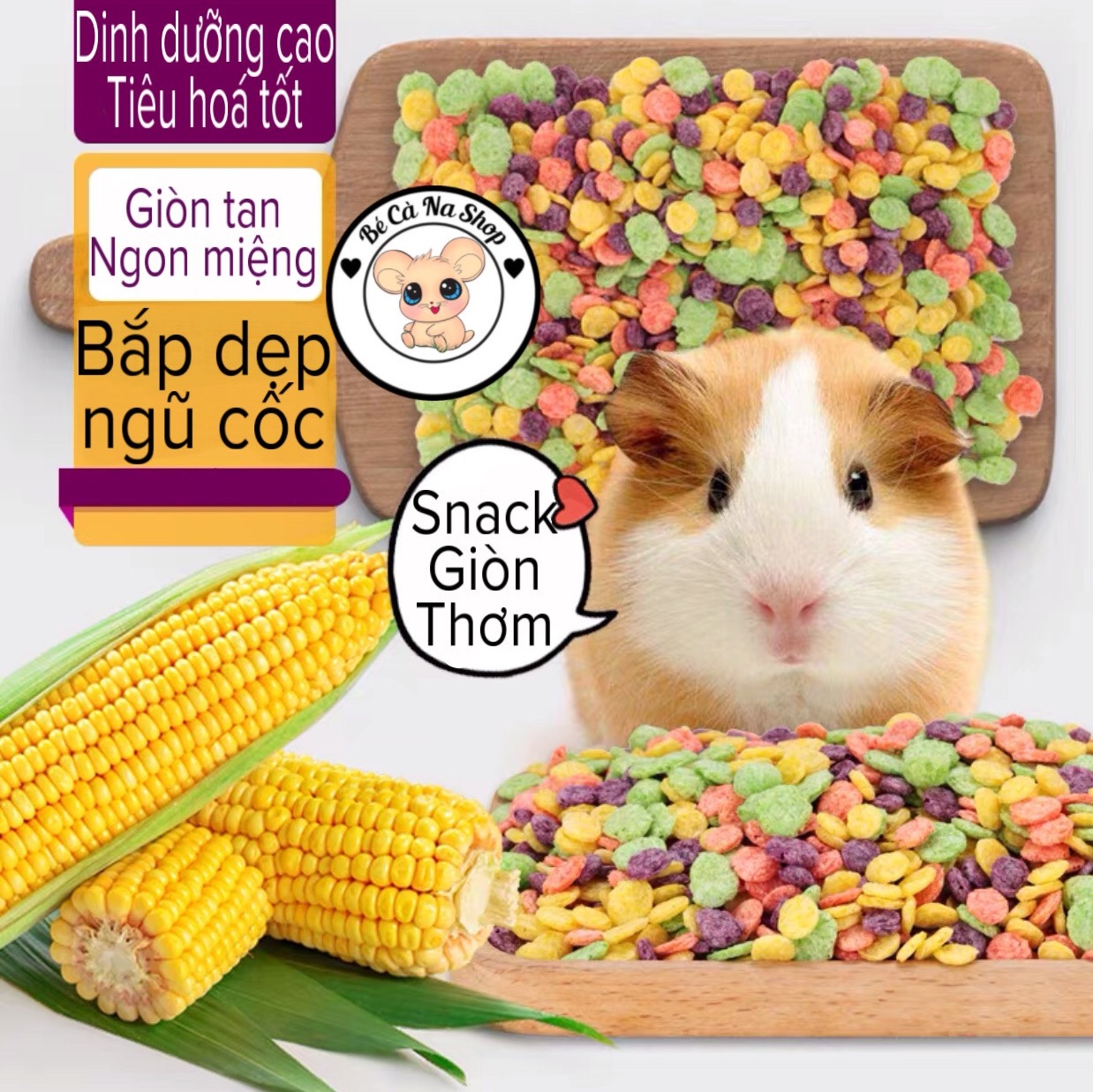 bắp dẹp vị rau củ (bé cà na) thức ăn bánh xốp cho hamster thỏ bọ sóc chinchilla...