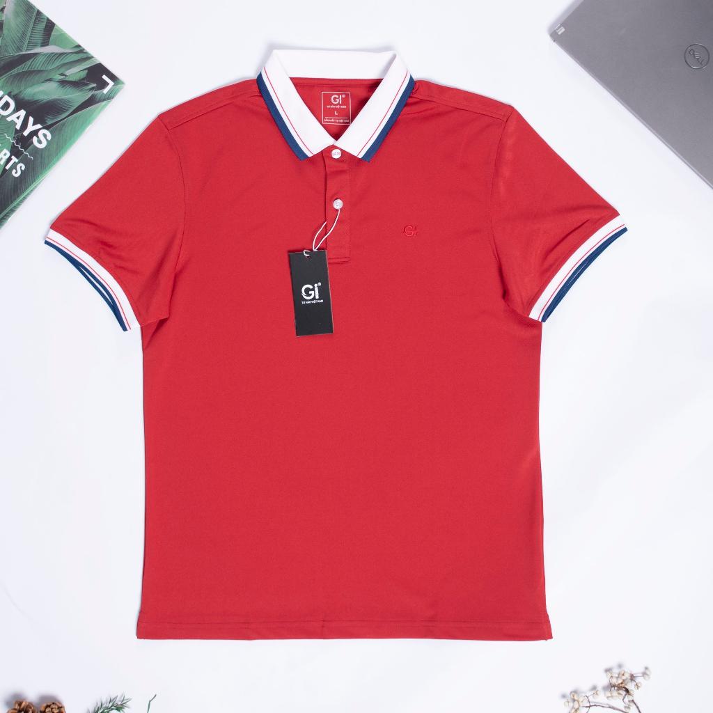 Áo nam polo màu đỏ cổ trắng dáng đẹp cá sấu Poly trơn ngắn tay cao cấp có cổ GIFASHION MPC30314