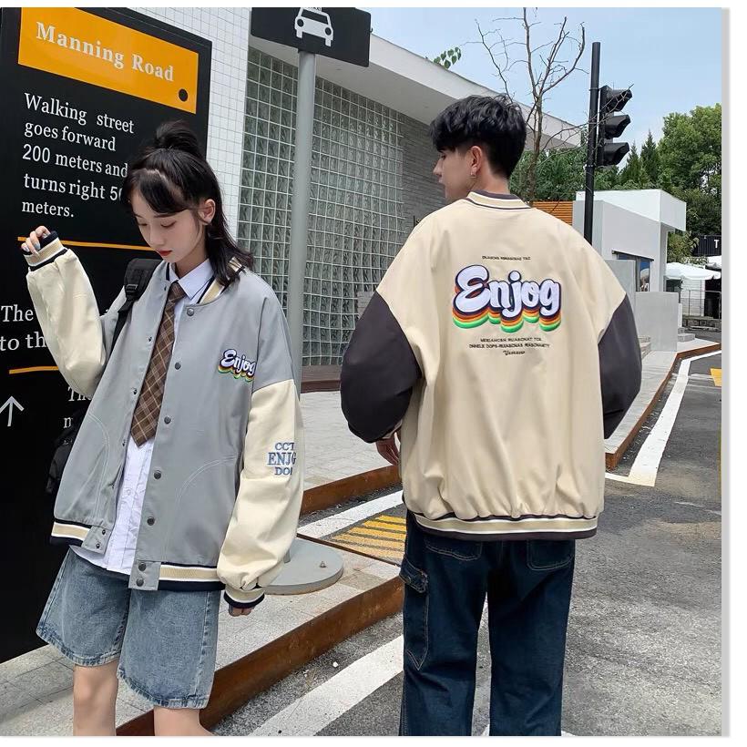 Áo khoác dù bomber nam nữ 2 lớp in hoạ tiết ENJOB siêu đẹp thoáng mát hiện đại