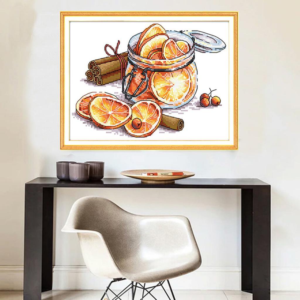 Lemon Tea Stamped Cross Stitch Kit For Adults Hand Embroidery 14CT 28 x 21cm