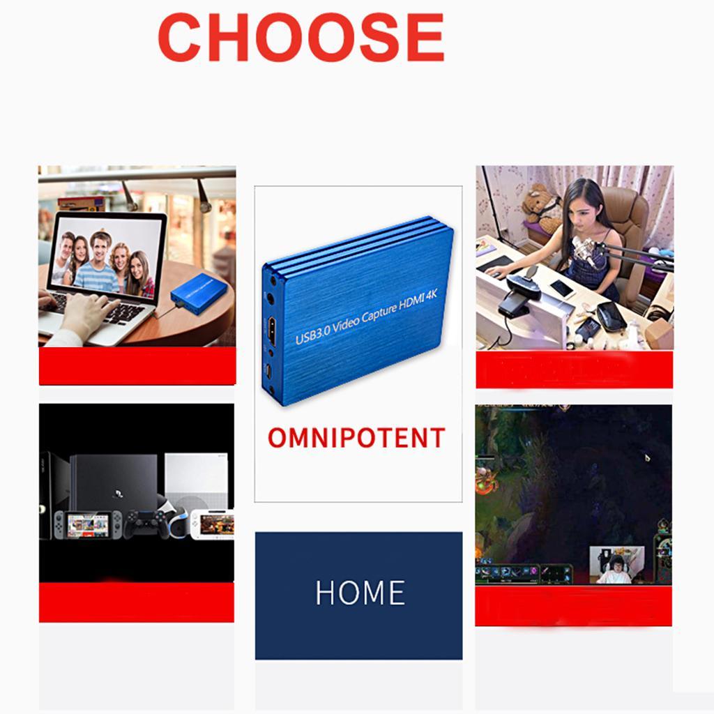 HDMI USB3.0 Game Video Capture Card 1080p Video Adapter Live Recording Blue