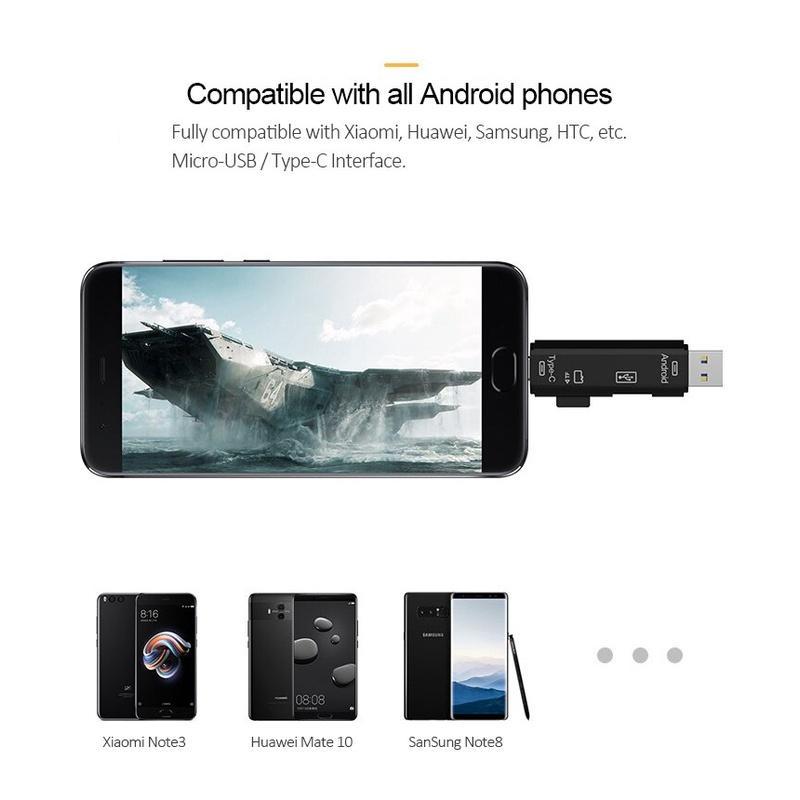 Đầu Đọc Thẻ Nhớ SD USB 2.0 5 Trong 1 Type c/Micro/TF/OTG/USB 2.0 Cho Laptop/Android/IOS