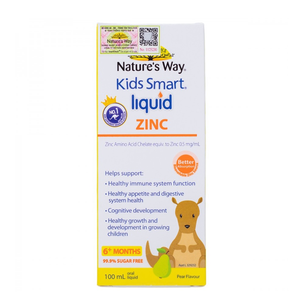 Kẽm Nước Nature's Way Kids Smart Liquid Zinc Giúp Tăng Cường Sức Đề Kháng Cho Bé (Chai 100ml - 200ml)