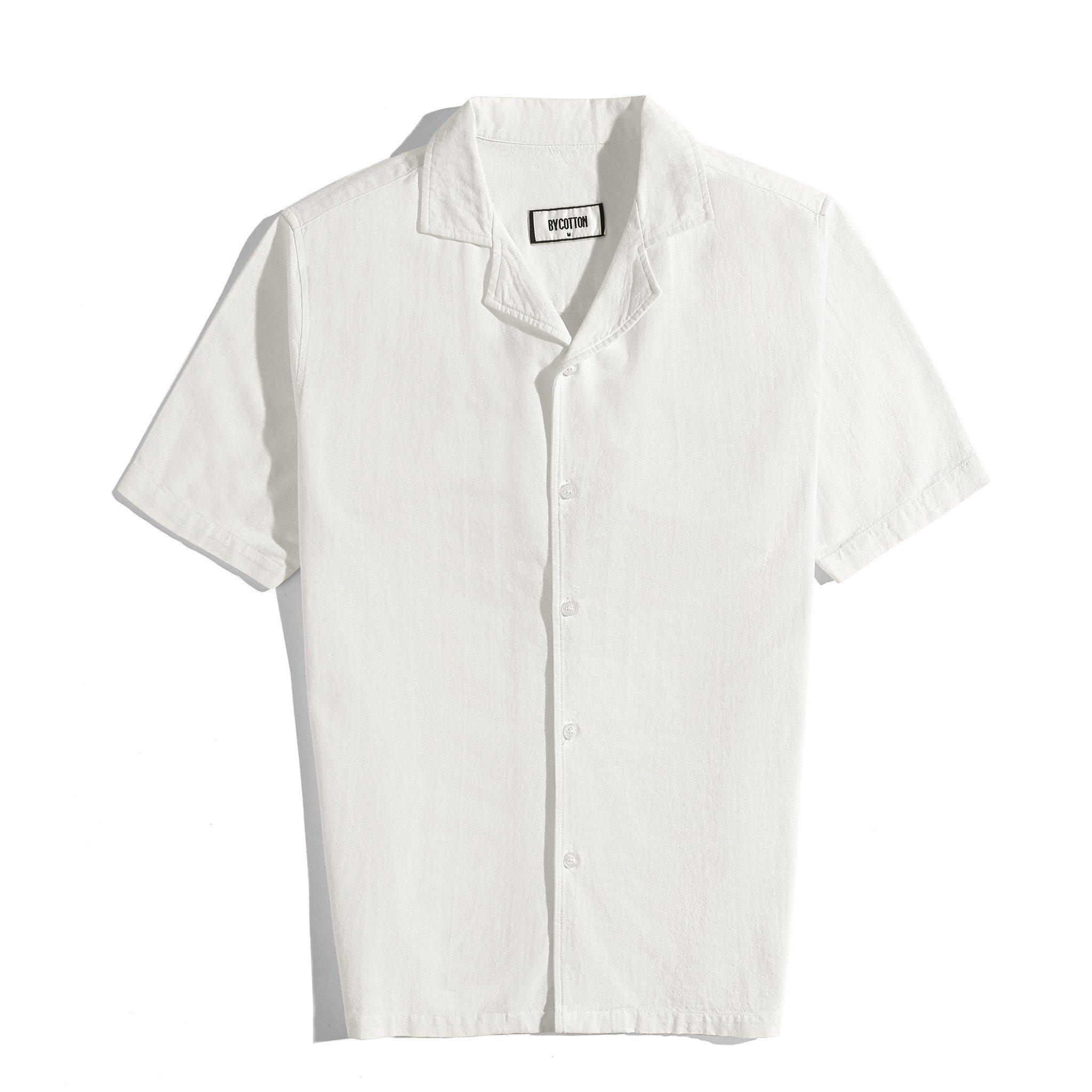 Áo Sơ Mi LINEN Tay Ngắn White BY COTTON