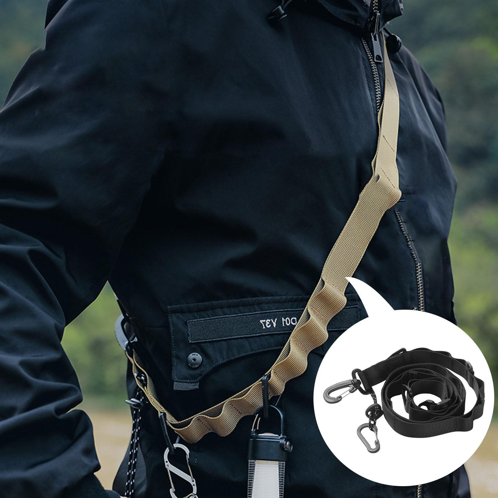Outdoor Hanging Rope Storage Strap Daisy Chain Rope Camping Lanyard Hanger Black