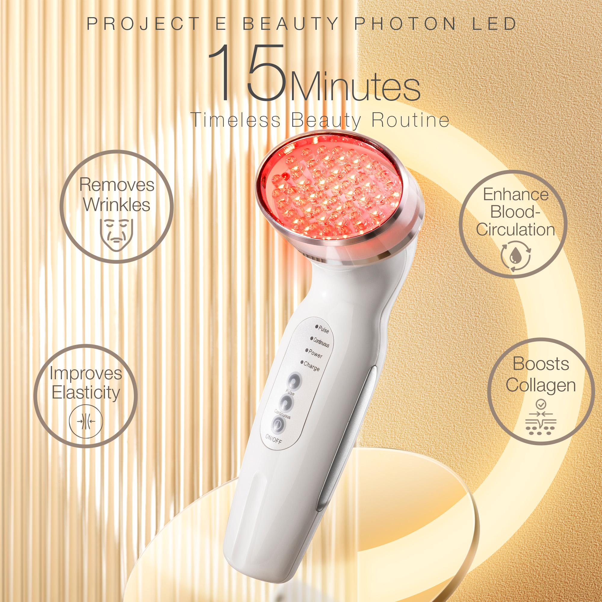 Project E Beauty Red LED+ Liệu pháp chống lão hóa | Collagen boost | Giảm nếp nhăn & nếp nhăn | Thắt chặt da | Cải thiện độ đàn hồi | Da bị tổn thương mặt trời | Tăng cường lưu thông | Fades sẹo mụn