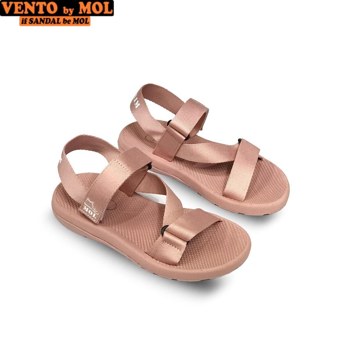Giày sandal unisex nam nữ quai chéo vải dù đế mõng Slim có quai hậu cố định hiệu MOL mang đi học du lịch MS1166P