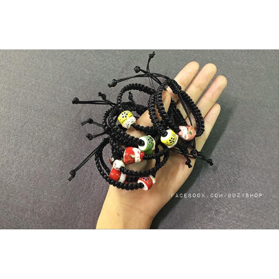 (cho kèm đinh cắm + đế ) mèo sứ đen, mèo may mắn, mèo xỏ vòng