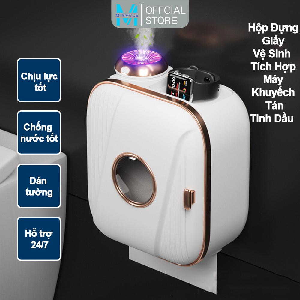 Hộp đựng giấy vệ sinh ASWEI tích hợp máy khuếch tán tinh dầu có đèn led nhiều màu thơm phòng tặng kèm tinh dầu M1152