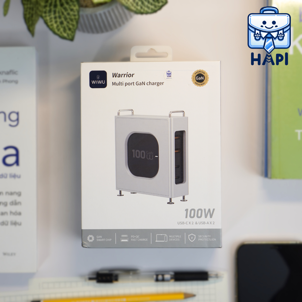 Trạm sạc hàng chính hãng WiWU Warrior 100W Wi-G013: Thiết kế Mag Pro, nhiều cổng sạc 2C2A, sạc nhanh đa thiết bị