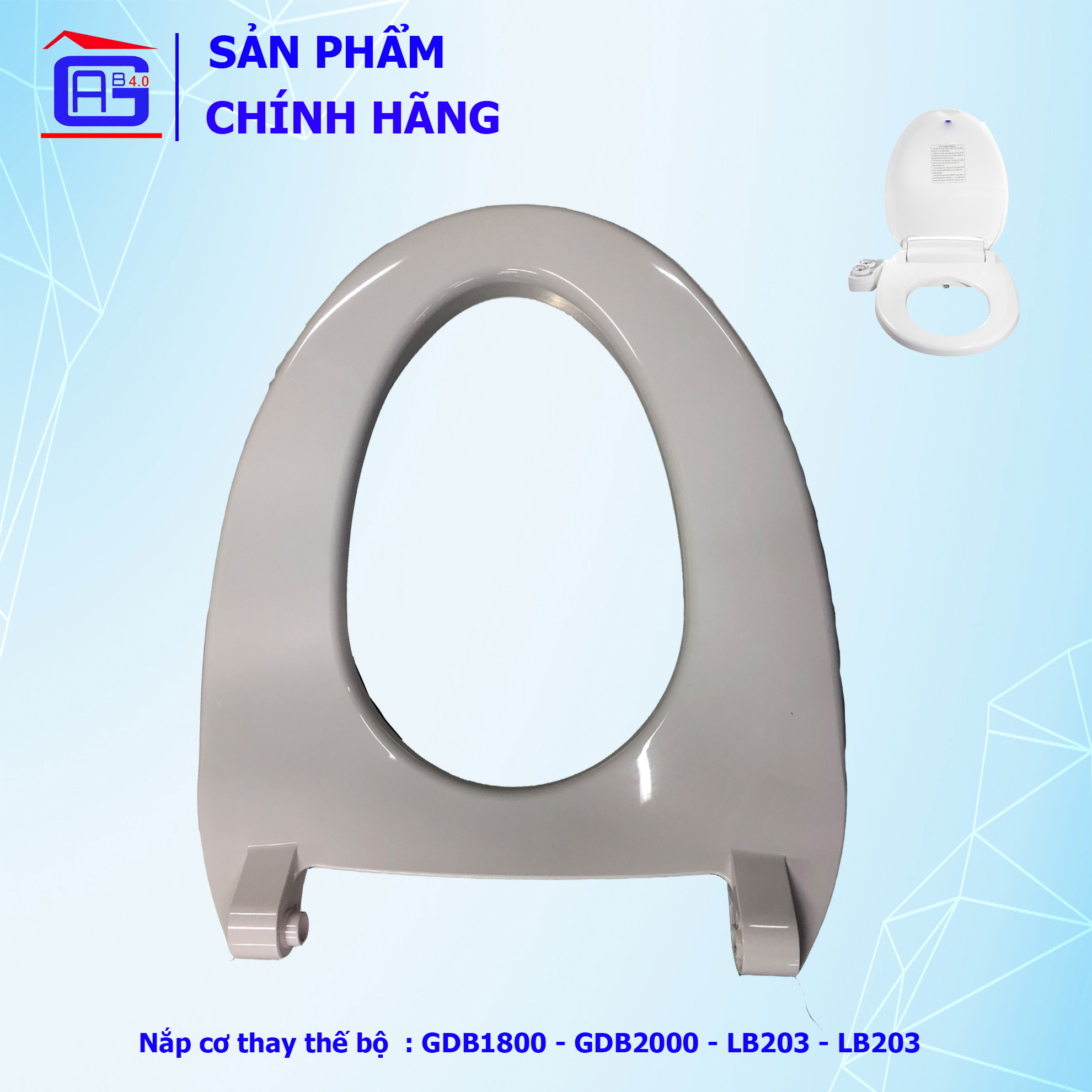 Bệ Ngồi Bồn Cầu Thiết Bị Vệ Sinh Hyundae Bidet GDB-1800 GDB-2000 Màu Trắng Làm Từ Nhựa Cao Cấp Thiết Kế Rơi Từ Từ Khi Đóng Nắp