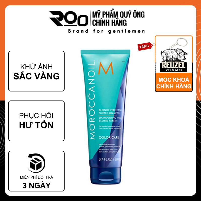 Dầu Gội Ánh Tím Moroccanoil Blonde Perfecting Purple Shampoo Khử Sắc Tố Vàng  - Tặng móc khoá chính hãng