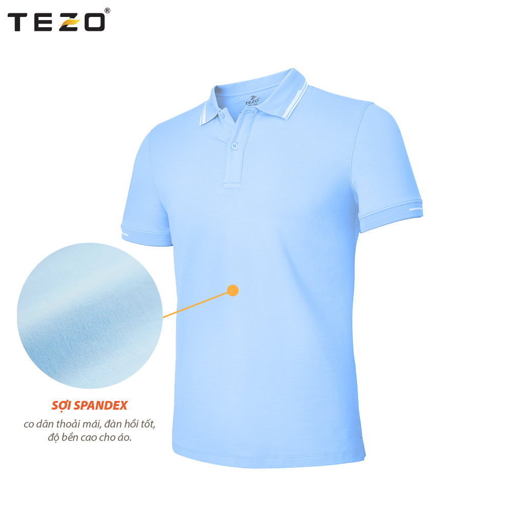 Áo polo trơn ngắn tay nam TEZO chất liệu cotton co dãn kiểu dáng body 5 màu trẻ trung lịch lãm 2106APCT12