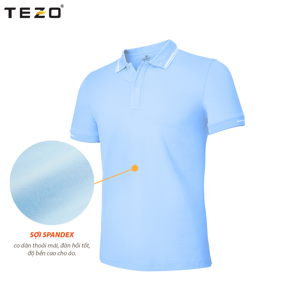 Áo polo trơn ngắn tay nam TEZO chất liệu cotton co dãn kiểu dáng body 5 màu trẻ trung lịch lãm 2106APCT12