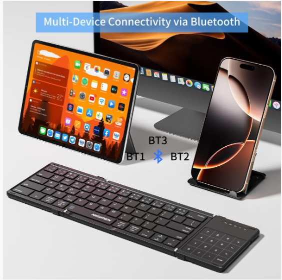 Bàn phím gấp gọn không dây Bluetooth Newmen BK66 Foldable với Touchpad - Hàng chính hãng