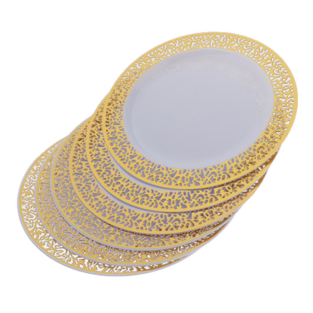 6pcs Plastic Plates Disposable Dinnerware Dinner Wedding Dishes
