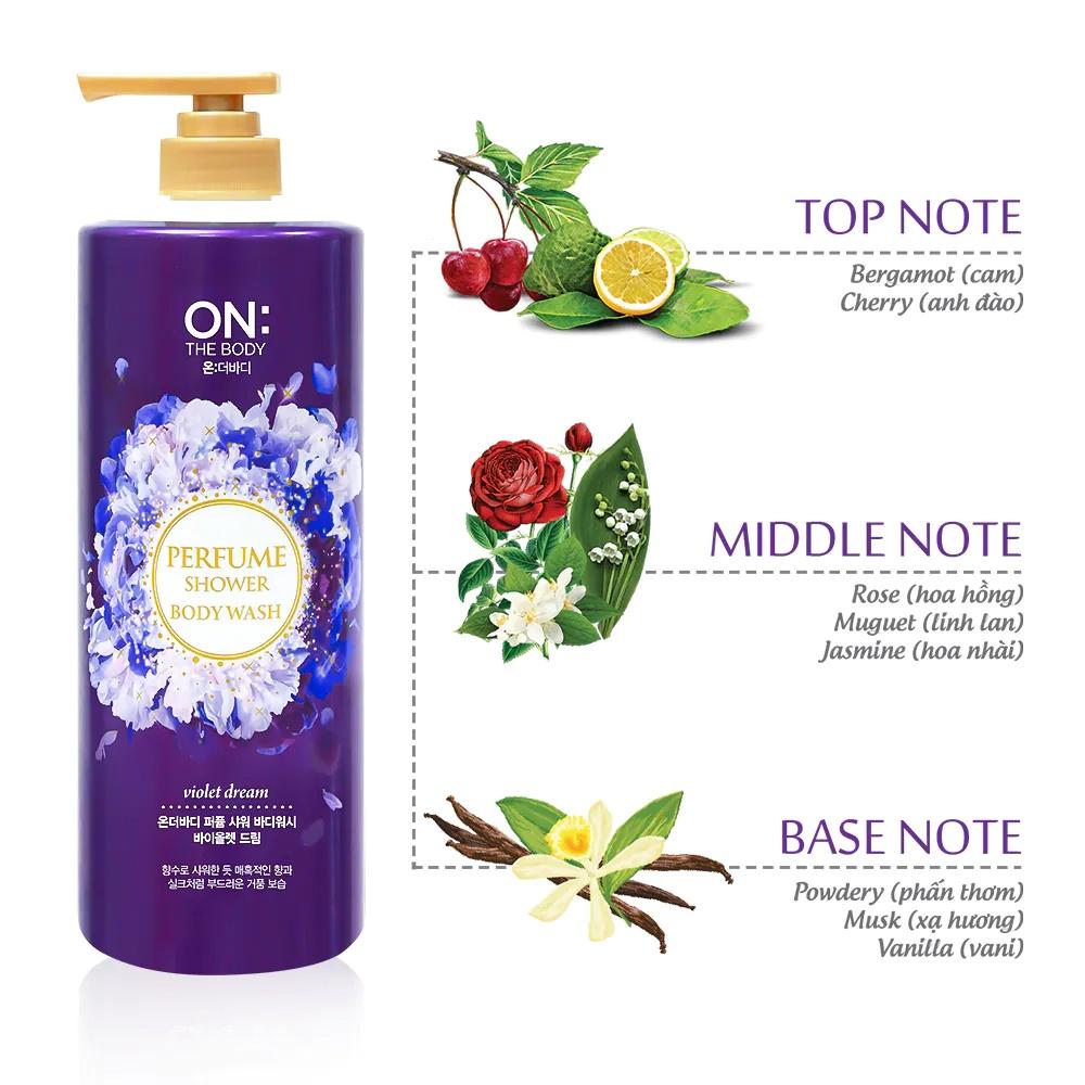 Sữa Tắm On The Body Violet Dream Perfume Shower Body Wash 1Kg