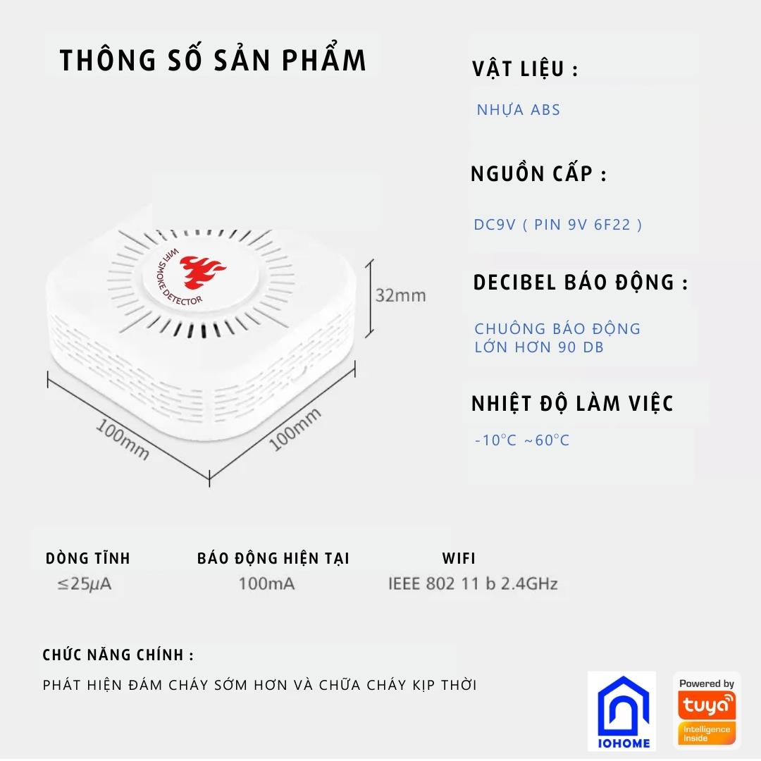 Đầu Cảm Biến Khói Báo Động Hỏa Hoạn Wifi Tuya SM11, SM12 đạt tiêu chuẩn CE EN14604