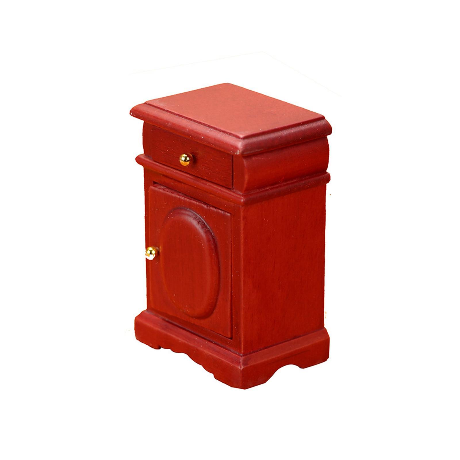 Miniature Wooden Bedside Table Bedroom Micro Landscape Furniture Decor