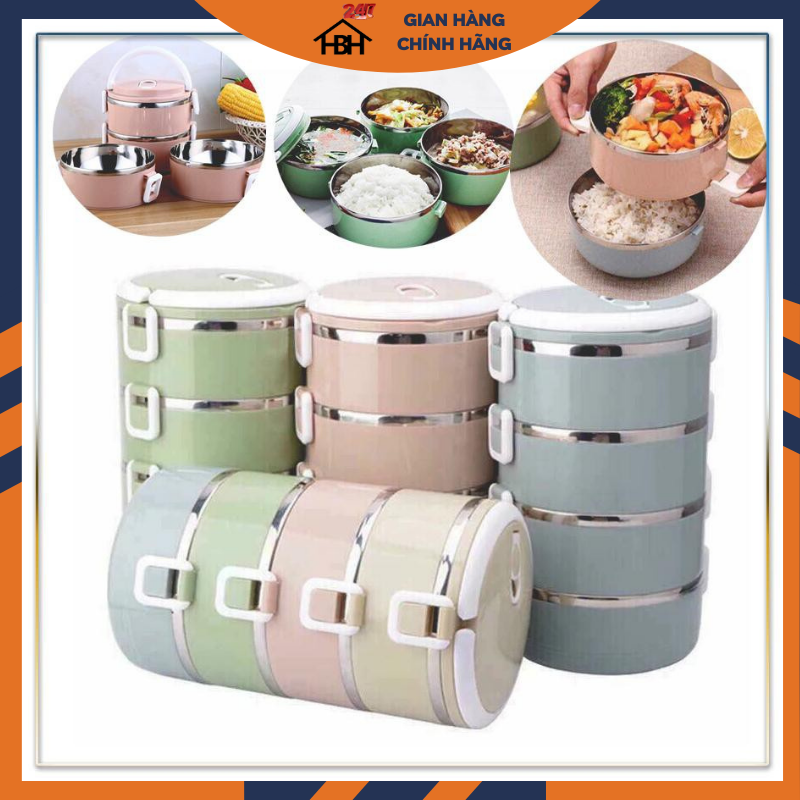HỘP CƠM GIỮ NHIỆT 4 TẦNG tặng kèm bộ đũa thìa cao cấp