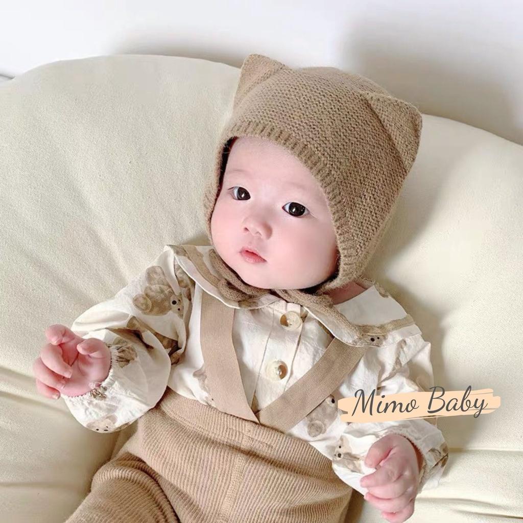 Mũ nón len cột dây tai mèo dễ thương cho bé 5m-2y Mimo baby ML49